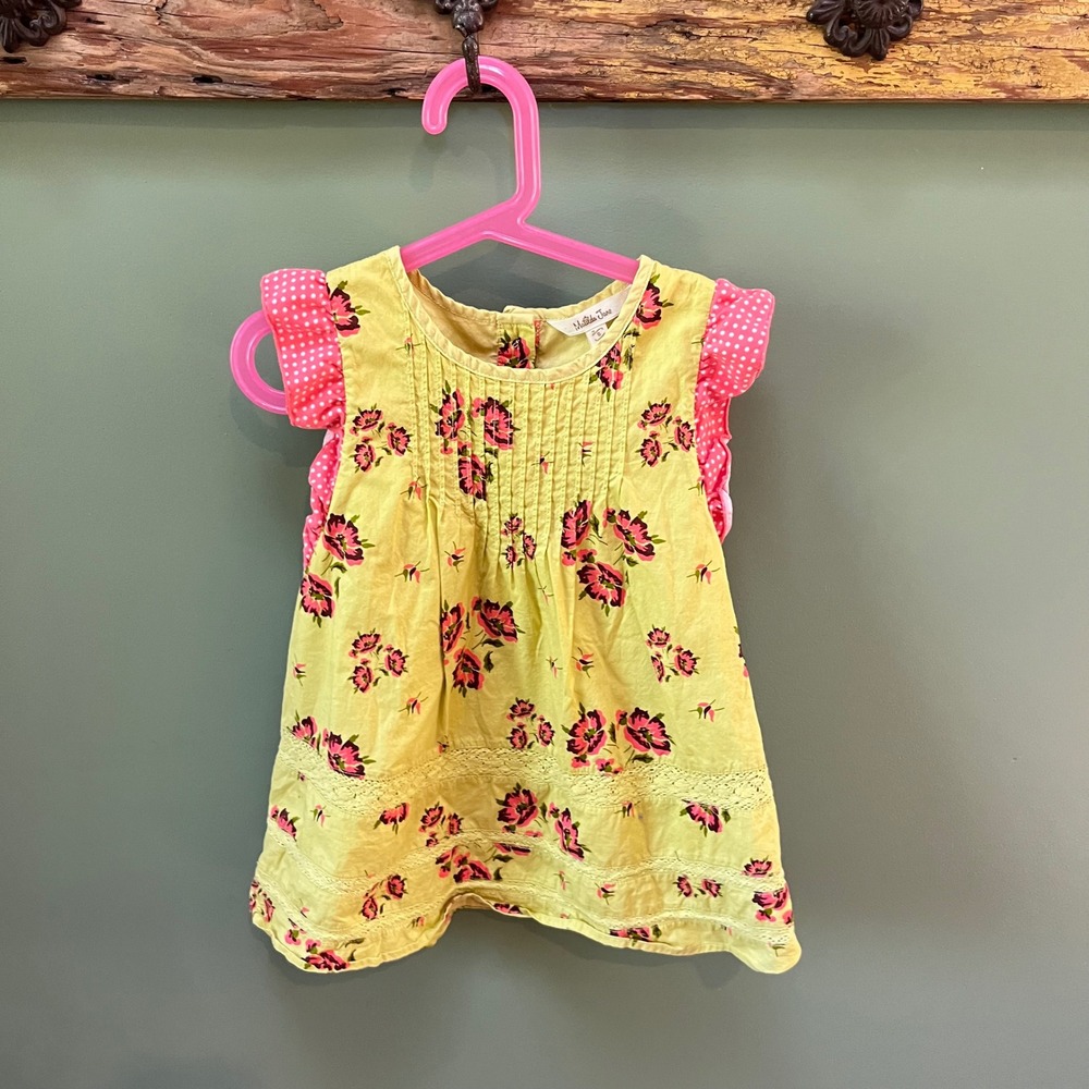 Matilda Jane Yellow Floral Dress Baby Toddler‎ Girls Pink Ruffle Sleeves